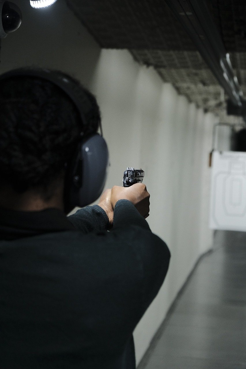 target, pistol, woman, shooting, black, aim, goals